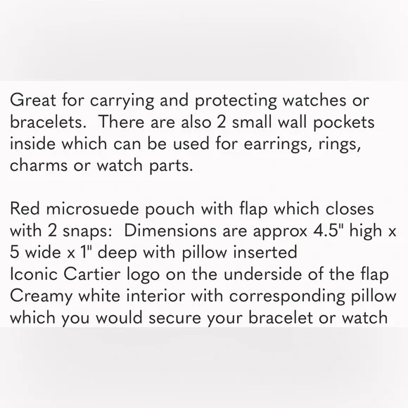 NWOT Cartier Red Microsuede Travel Pouch - Picture 3 of 3